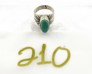 Navajo Ring .925 Silver Kingman Turquoise Artist Signed Apache C.80's