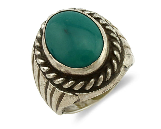 Navajo Ring .925 Silver Green Turquoise Artist C Montoya Circa.80's