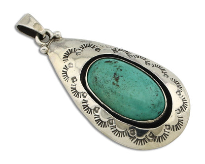 Navajo Pendant 925 Silver Natural Mined Turquoise Artist Signed C Montoya C.80's