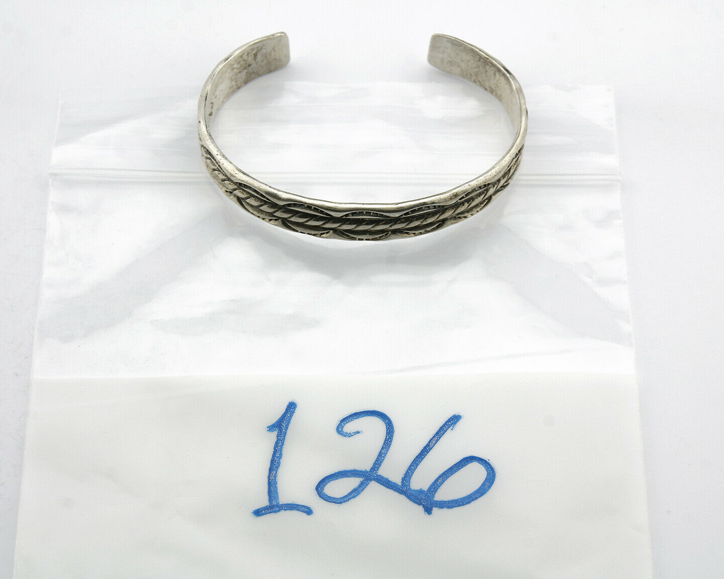 Navajo Bracelet .925 Silver Handmade Hand Stamped Signed Artist C Montoya C.80's