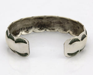 Navajo Bracelet .925 Silver Hand Stamped Artist Signed Tracy C.80's