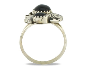 Navajo Ring 925 Silver Natural Mined Onyx Artist Signed T Thomas C.80's