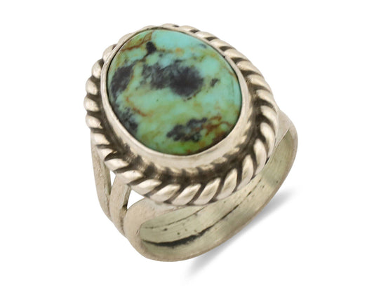 Navajo Ring .925 Silver Natural Kingman Turquoise Native American Artist C.1980s