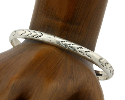 Navajo Bracelet .925 Silver Hand Stamped Arrow Head Artist Montoya C.80's