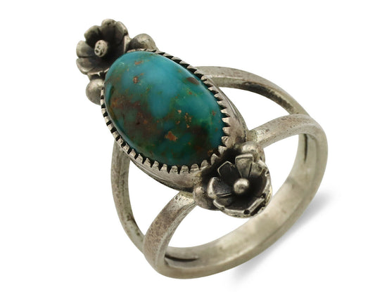 Navajo Ring .925 Silver Royston Turquoise Native American Artist C.1980's