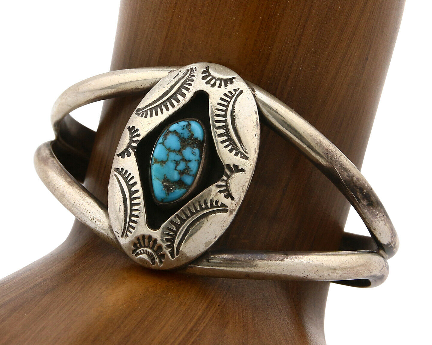 Navajo Bracelet .925 Silver Sleeping Beauty Turquoise Artist Native C.80's