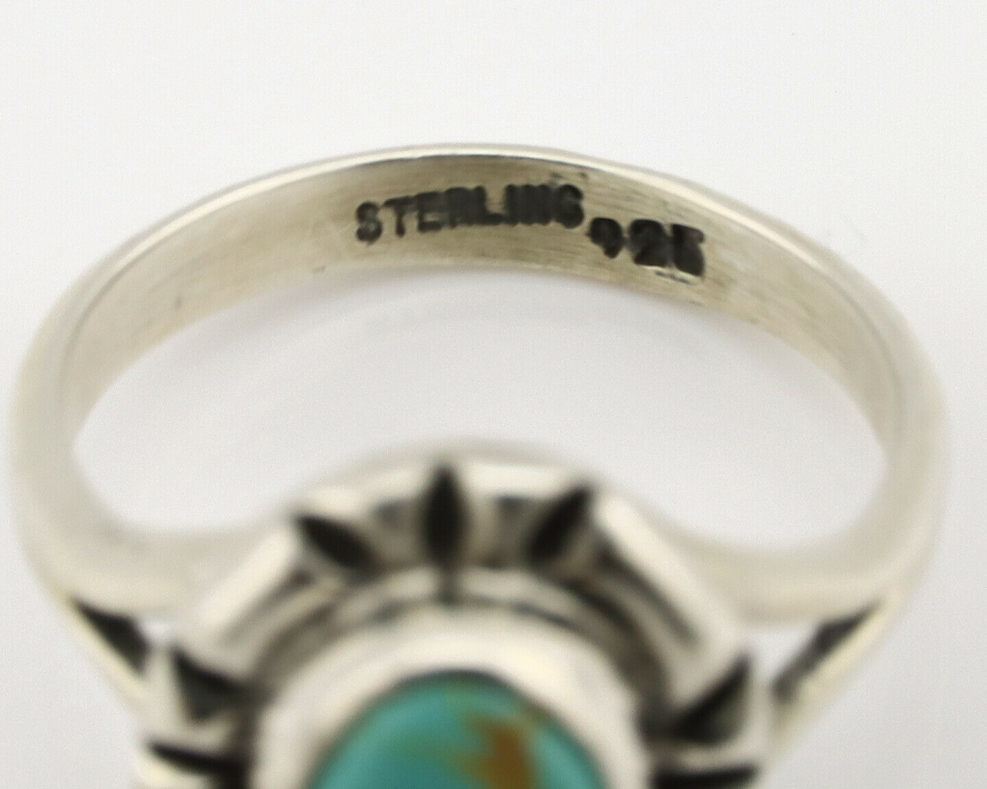 Navajo Ring .925 Silver Kingman Turquoise Artist Signed Gecko C.90's