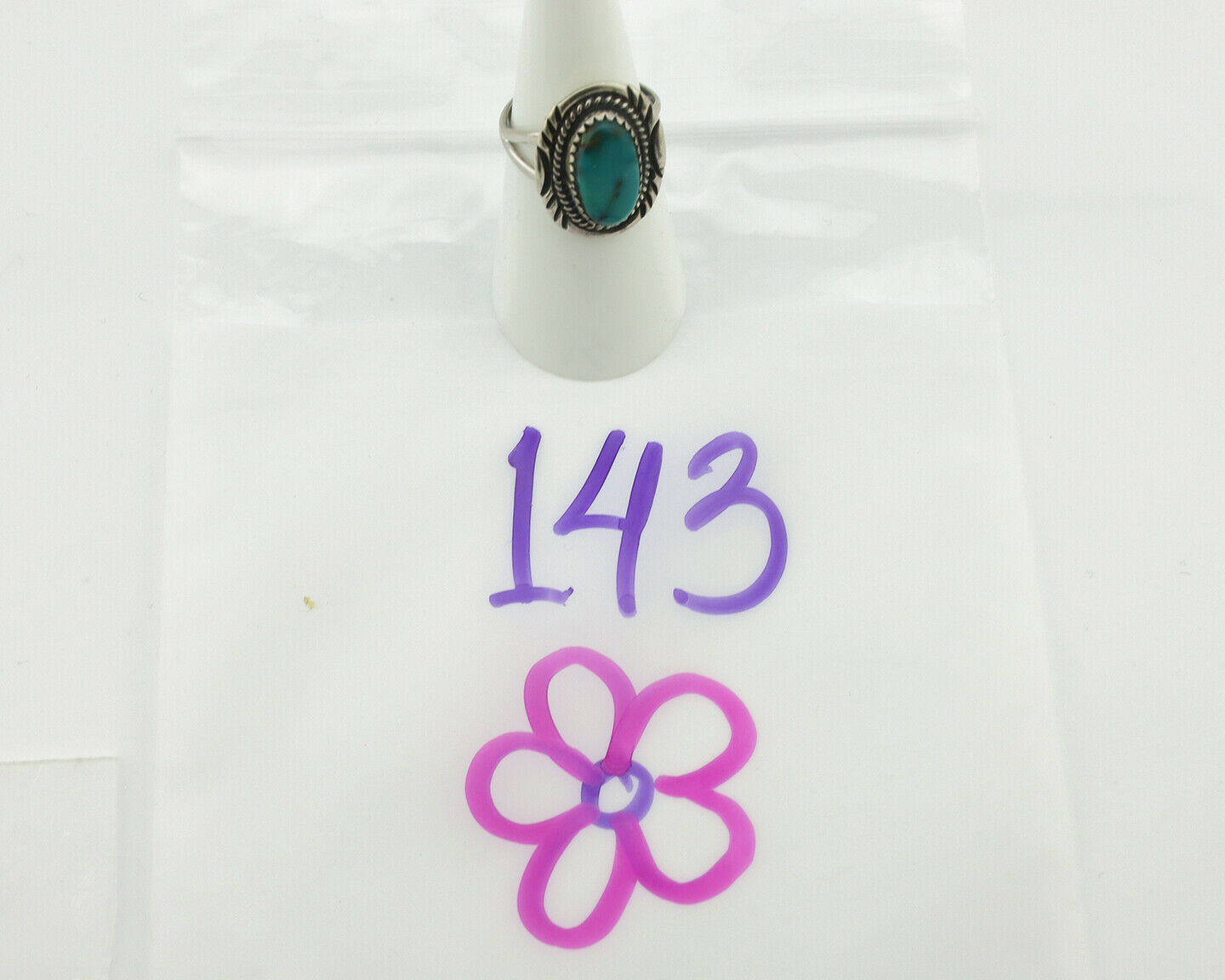 Navajo Ring .925 Silver Natural Turquoise Native American Artist C.1980's
