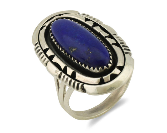 Navajo Ring 925 Silver Natural Lapis Lazuli Artist Signed William Denetdale C80s