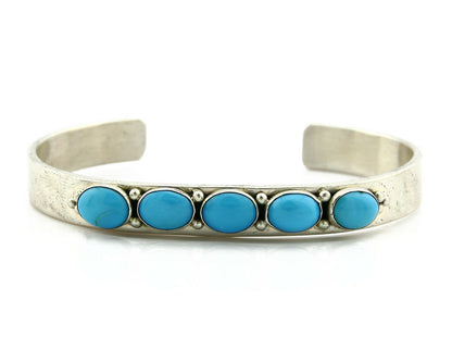 Navajo Bracelet .925 SOLID Silver Turquoise Signed Artist Bea Tom C.80's