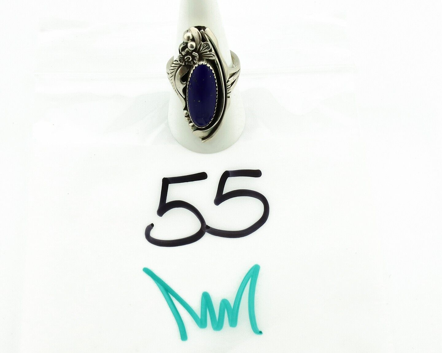 Zuni Ring 925 Silver Natural Lapis Lazuli Artist Signed Unknown C.80's