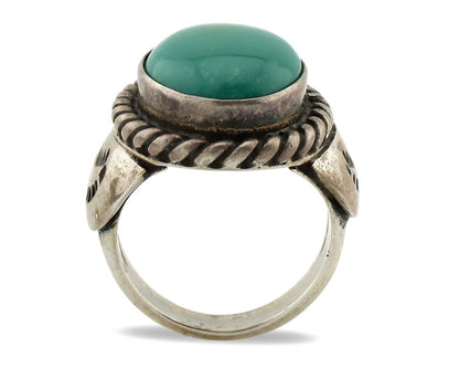 Navajo Handmade Ring 925 Silver Blue Turquoise Signed Native Artist C.80's