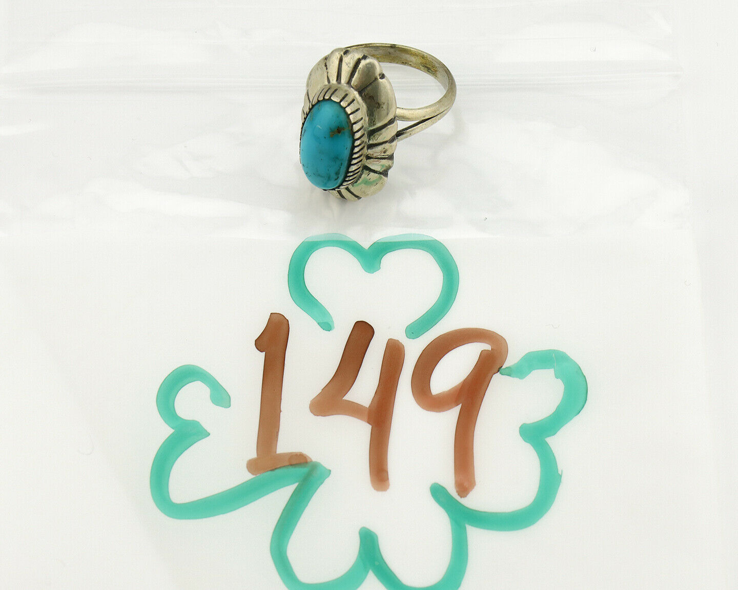 Navajo Ring .925 Silver Arizona Turquoise Signed M Montoya C.80's