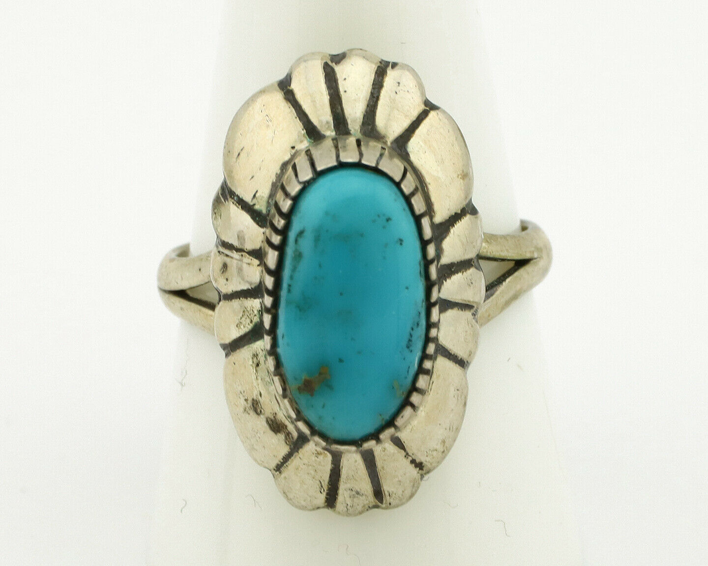 Navajo Ring .925 Silver Arizona Turquoise Signed M Montoya C.80's