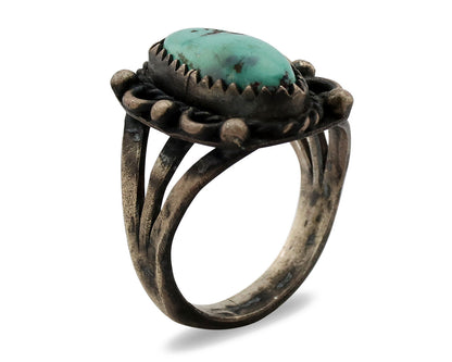 Navajo Ring .925 Silver Kingman Turquoise Artist Signed F C.80's