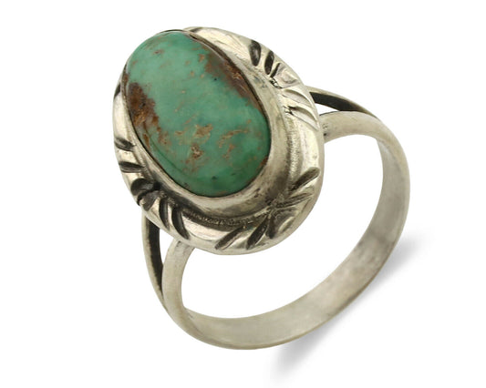 Navajo Ring .925 Silver Kingman Turquoise Native Artist Signed C.80's