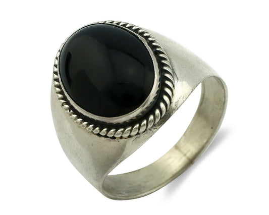 Navajo Ring .925 Silver Handmade Black Onyx Native American Artist C.80's