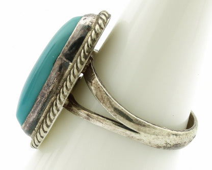 Navajo Ring .925 Silver Blue Turquoise Native American Artist C.1980's