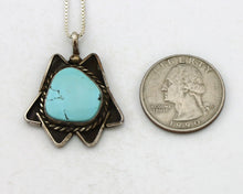 Navajo Handmade Necklace 925 Silver Natural Blue Turquoise Native Artist C.70's