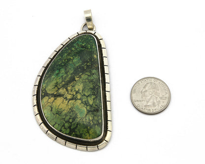 Navajo Pendant .925 Silver Natural Slab Turquoise Native Artist C.80's