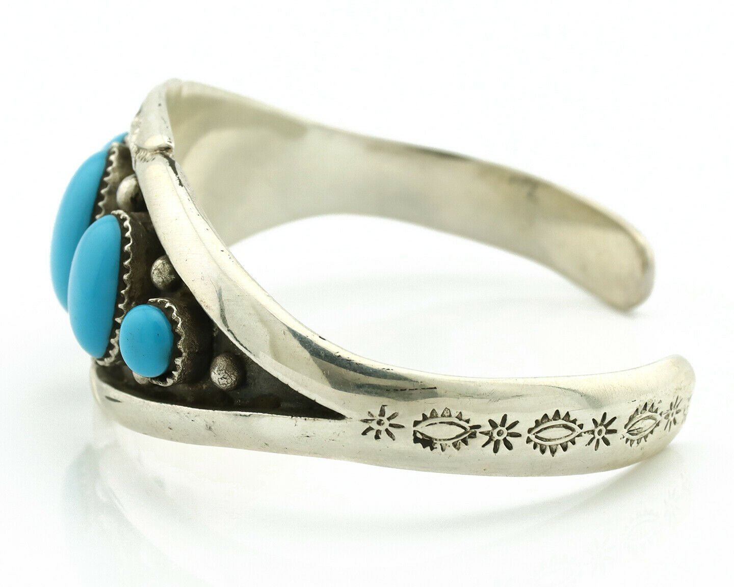 Navajo Bracelet .925 Silver Blue Turquoise Native American C.80's