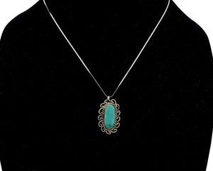 Navajo Handmade Cross Necklace 925 Silver Blue Turquoise Signed JH C.80's