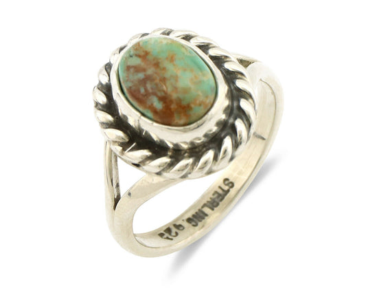 Navajo Ring .925 Silver Kingman Turquoise Artist Signed Gecko C.90's