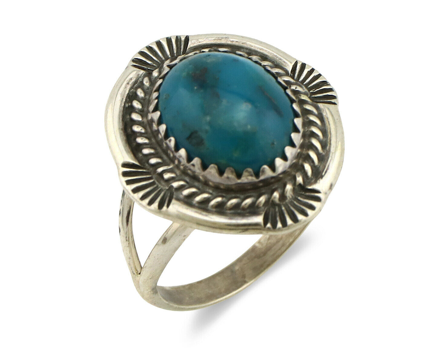 Navajo Ring .925 Silver Blue Southwest Turquoise Native Artist C.1980's