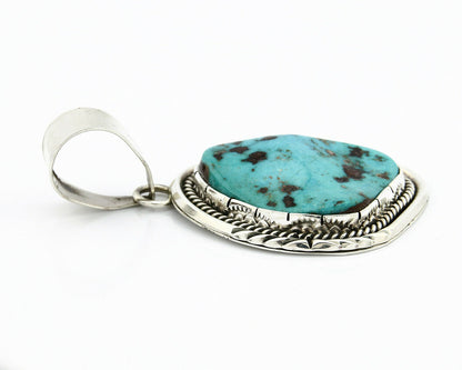 Navajo Turquoise Pendant .925 Silver Handmade Signed Lee Bennett C.80's