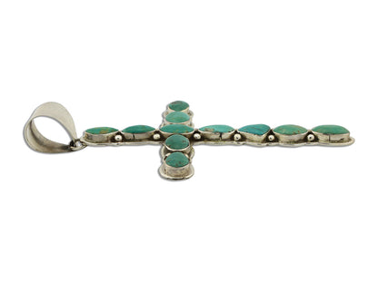 Navajo Cross Necklace 925 Silver Turquoise Artist Signed James Mason C.80's