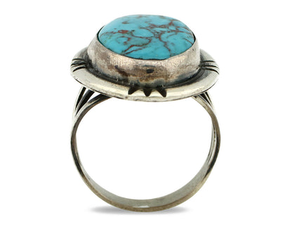 Navajo Ring .925 Silver Blue Turquoise Native American Artist C.80's