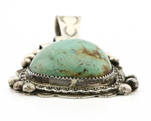 Navajo Kingman Turquoise Pendant .925 Silver Native American Artist C.80's