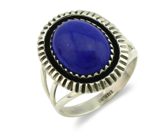 Navajo Ring .925 Silver Natural Lapis Lazuli Native American Artist C.80's