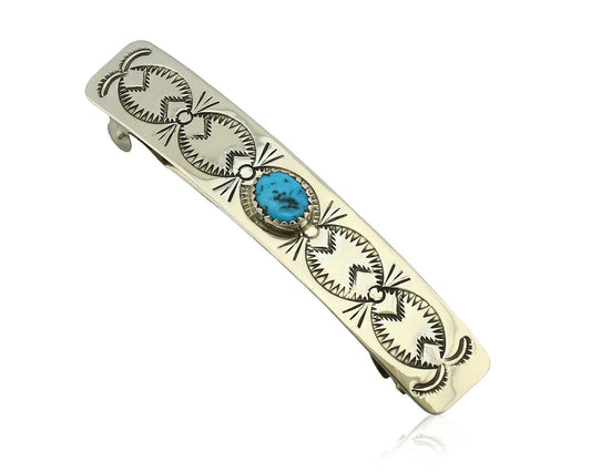 Women's Navajo Hair Clip .925 Silver Sleeping Beauty Turquoise Native Artist C80