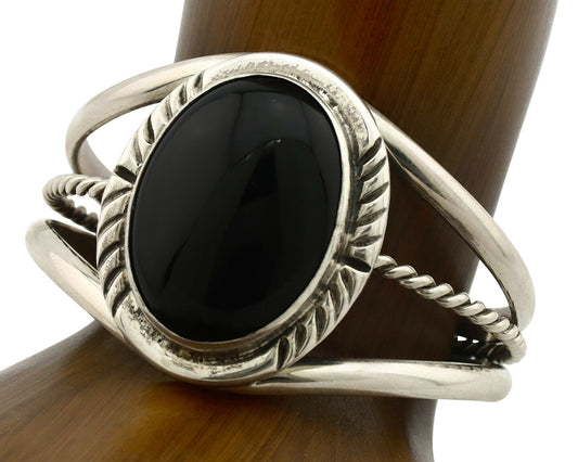 Navajo Bracelet .925 Silver Black Onyx Artist Native American C.90's