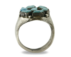 ZUNI Ring .925 SOLID Silver Sleeping Beauty Turquoise LEEKITY C.1980's