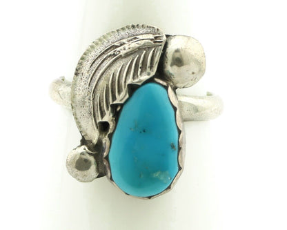 Zuni Ring 925 Silver Sleeping Beauty Turquoise Artist Signed Simplicio C.80's