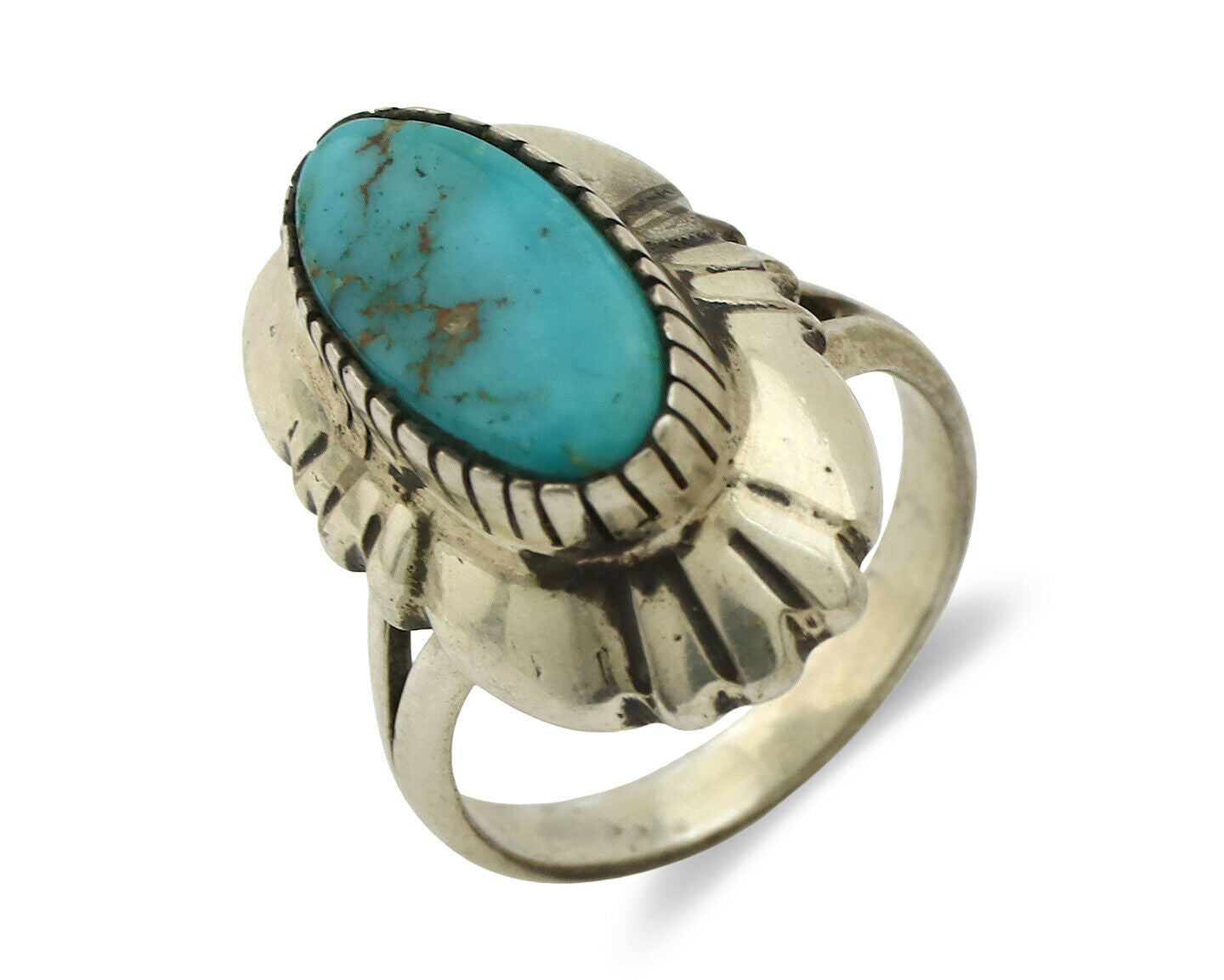 Navajo Ring .925 Silver Blue Turquoise Signed M Montoya C.80's