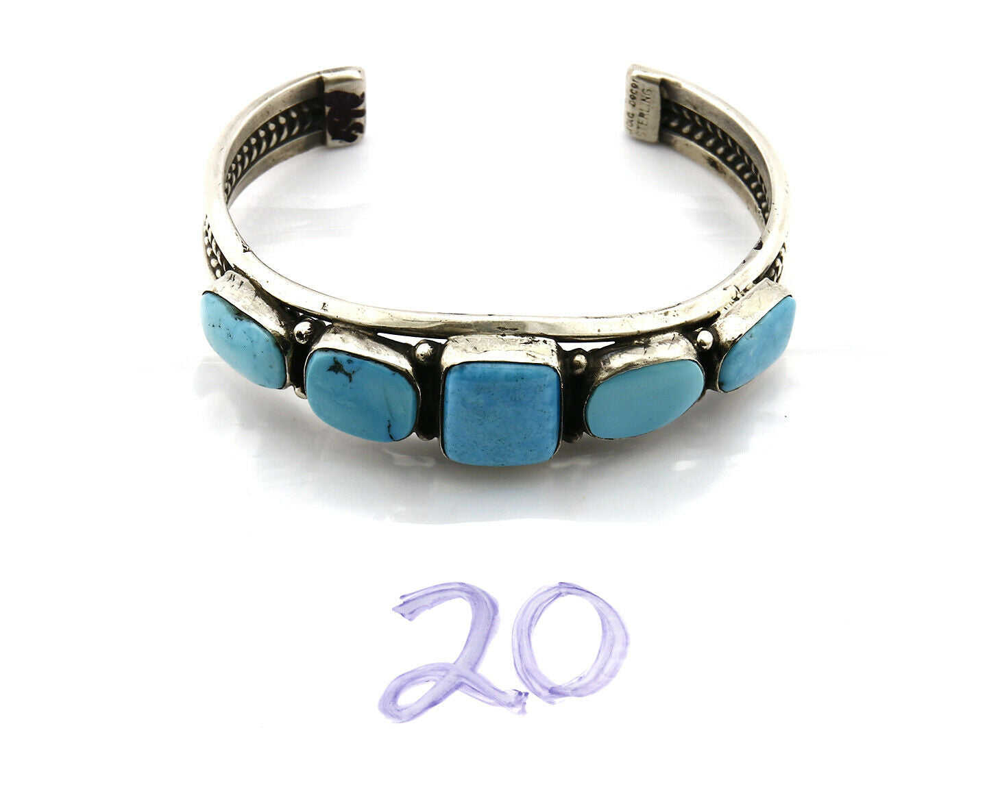 Women's Navajo Bracelet .925 Silver Turquoise Harold Becenti Cuff C.80's