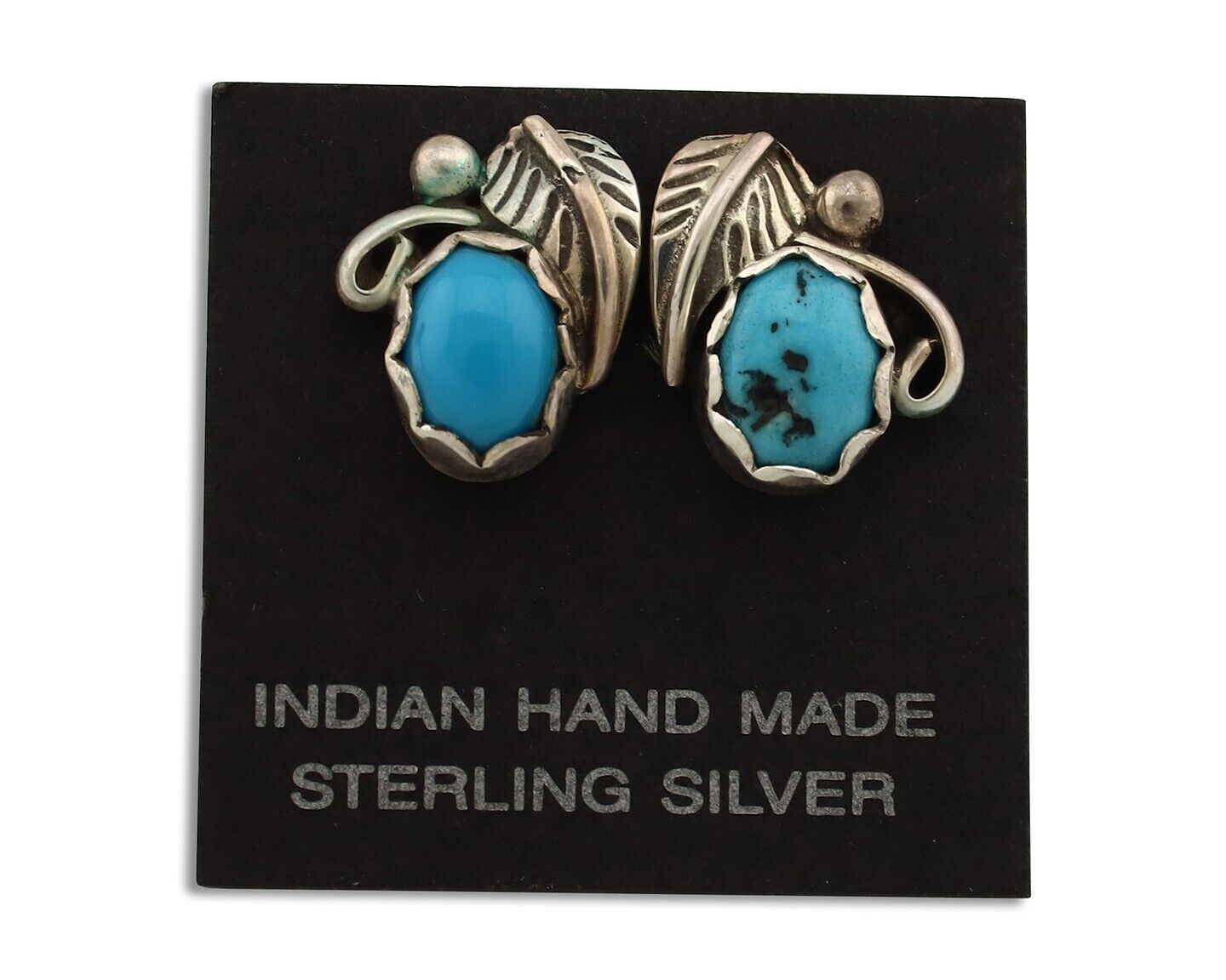 Navajo Earrings 925 Silver Natural Mined Turquoise Native American Artist C.80's