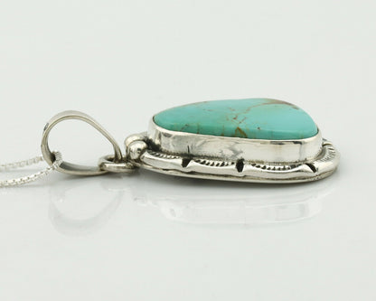 Navajo Necklace .925 Silver Kingman Turquoise Signed Tepee C.1980's