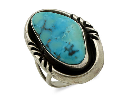 Navajo Ring 925 Silver Blue Turquoise Artist Signed HC C.80's