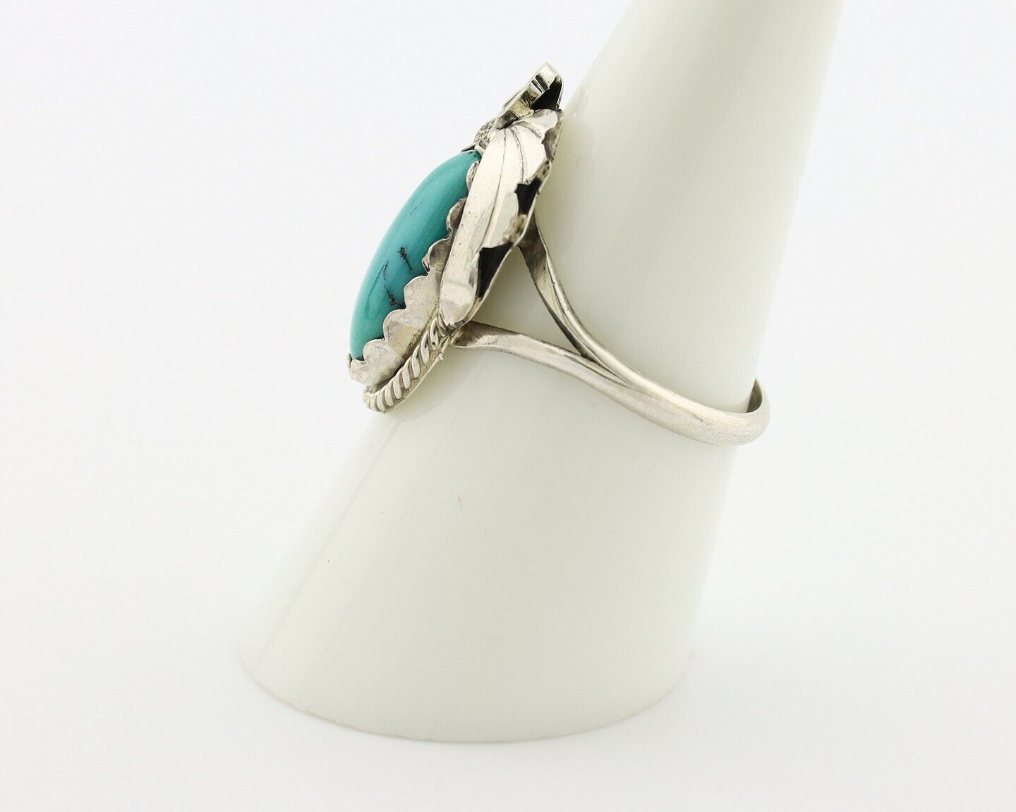 Navajo Inlaid Ring 925 Silver Blue Turquoise Artist Signed Justin Morris C.80s