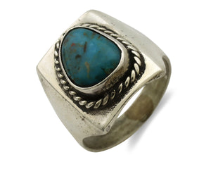 Navajo Ring .925 Silver Natural Turquoise Handmade Native American Artist C.80s
