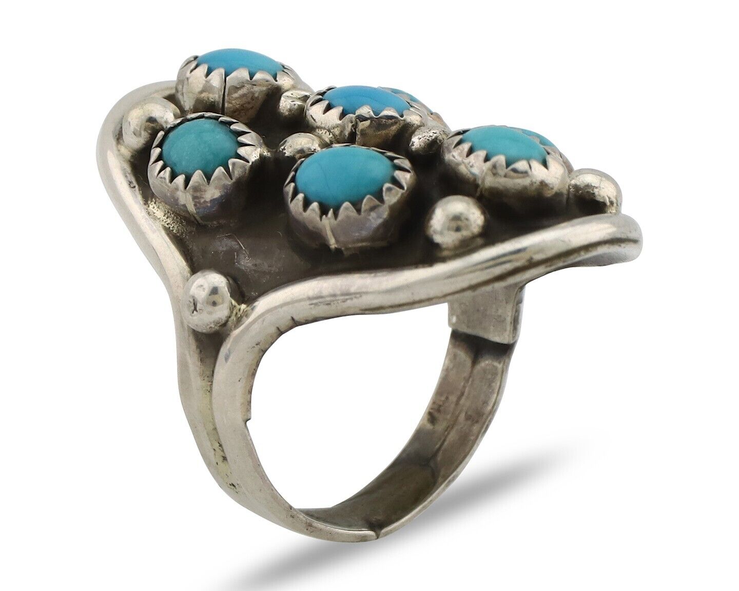 Navajo Ring .925 Silver Natural Blue Turquoise Artist Signed L Henderson C.80's