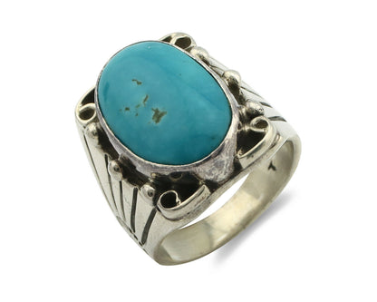Navajo Ring .925 Silver Blue Morenci Turquoise Native Artist C.80's
