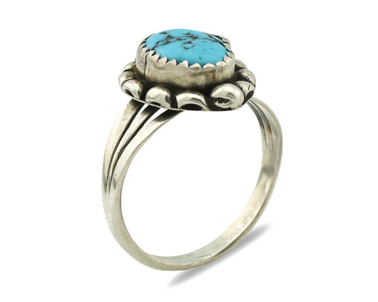 Navajo Ring .925 Silver Sleeping Beauty Turquoise Signed Sylvia Chee C.80's