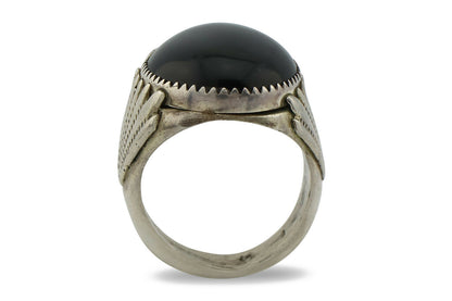 Navajo Ring .925 Silver Black Onyx Native American Artist C.80's