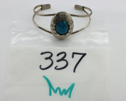 Navajo Cuff Bracelet 925 Silver Natural Turquoise Native American Artist C.80's