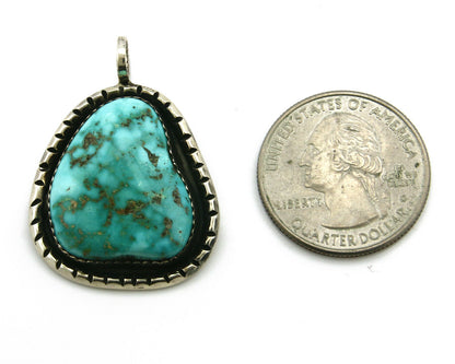 Navajo Pendant .925 Silver Kingman Turquoise Signed Artist Yazzie C.80's